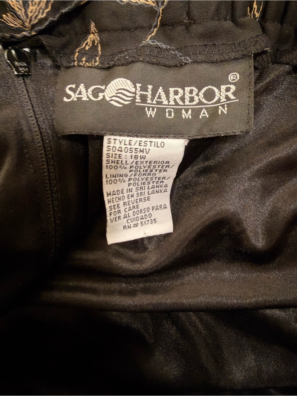 Sag Harbor Black Midi Skirt with Beige Leaf Print - Picture 2 of 2